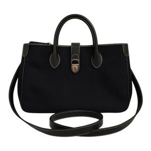 Vintage Dooney & Bourke Black Satchel Logo Canvas, Lock Clasp, Crossbody Strap